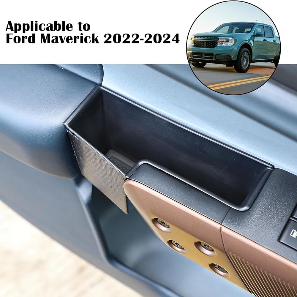 JSCARLIFE Car Door Organizer for F-ord Maverick 2022-2024 - ABS Door Side Storage Tray, 2PCs Set with Tool-Free Installation, Phone/Key/Wallet Holder (Front)