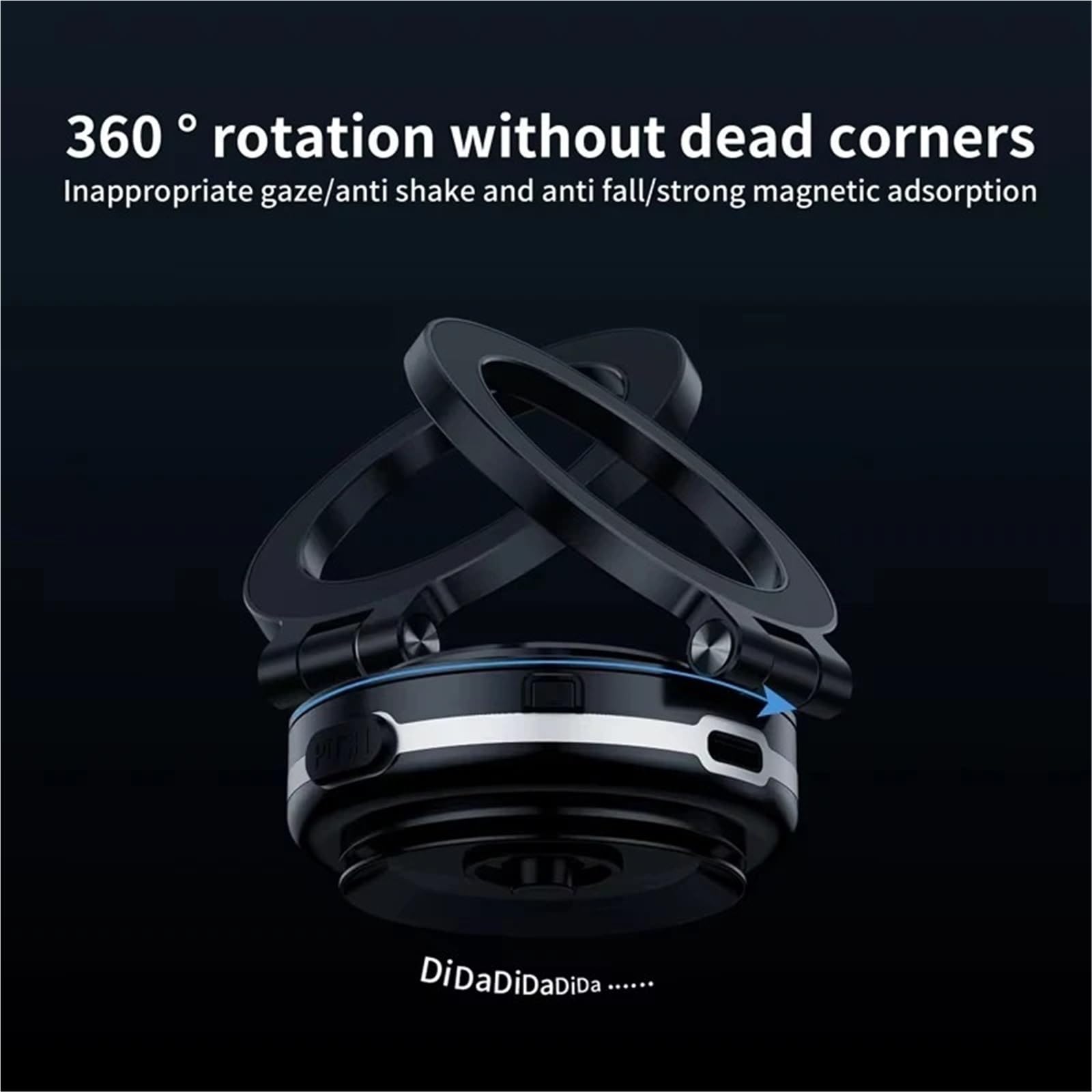 Soporte Movil Coche Soporte Auto Móvil Ventosa magnética de vacío giratoria de 360 ​​° Plegable para atracción magnética eléctrica Soporte de teléfono para Coche(Silver)
