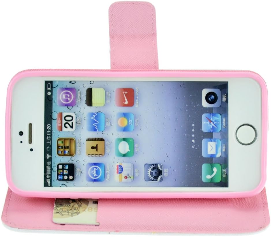 UrSpeedtekLive 5s Case, iPhone 5 Case, Butterfly Pattern Premium PU Leather Flip Wallet Case Cover for Apple iPhone 5/5s/SE (Built-in Credit Card/ID Card Slot)