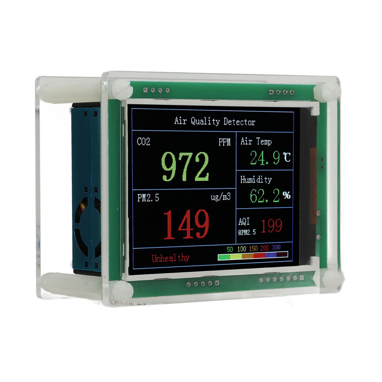 Monitor della qualità Dell'aria Rilevatore della qualità Dell'aria Interna Ad Alta Precisione per L'home Office PM2.5 Test di umidità della Temperatura 8,5x6,5 Cm