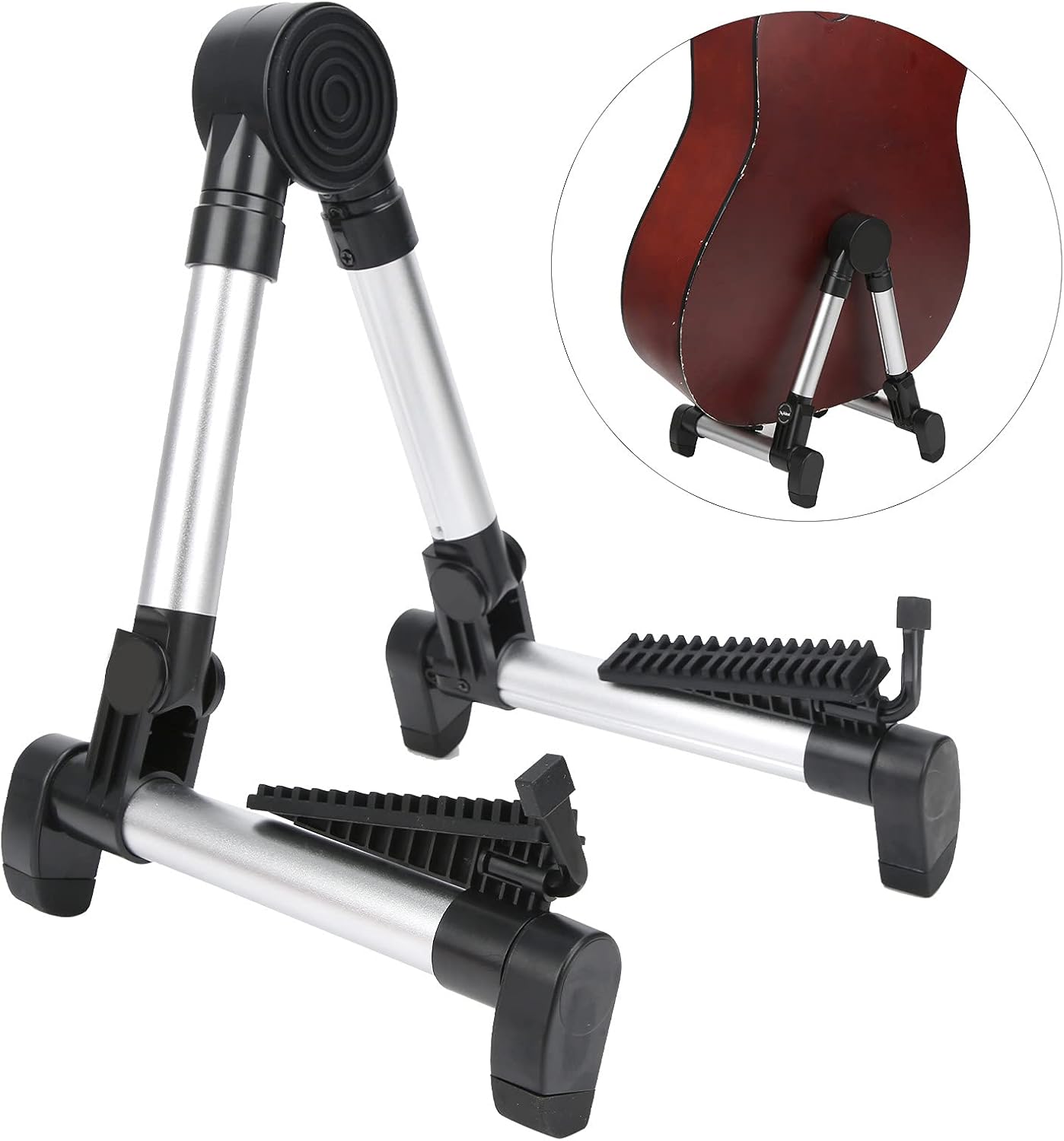 Universal Portable A Frame Guitar Stand, Aluminum Alloy Display Stand Foldable and Extendable for Acoustic Guitar Electric Guitars and Bass Guitar