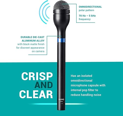 Miniatura 5 de Movo Micrófono de entrevista de mano omnidireccional dinámico HM-M2 con conector XLR de 3 pines