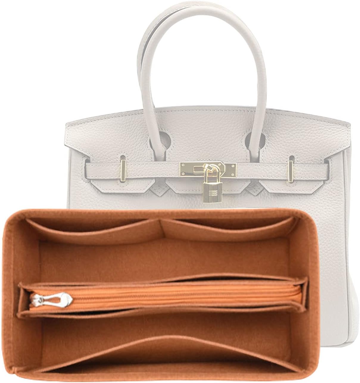Lckaey Purse Organizer for Hermes birkin bag 35 Felt organizer insert Y013M Pull camel-L