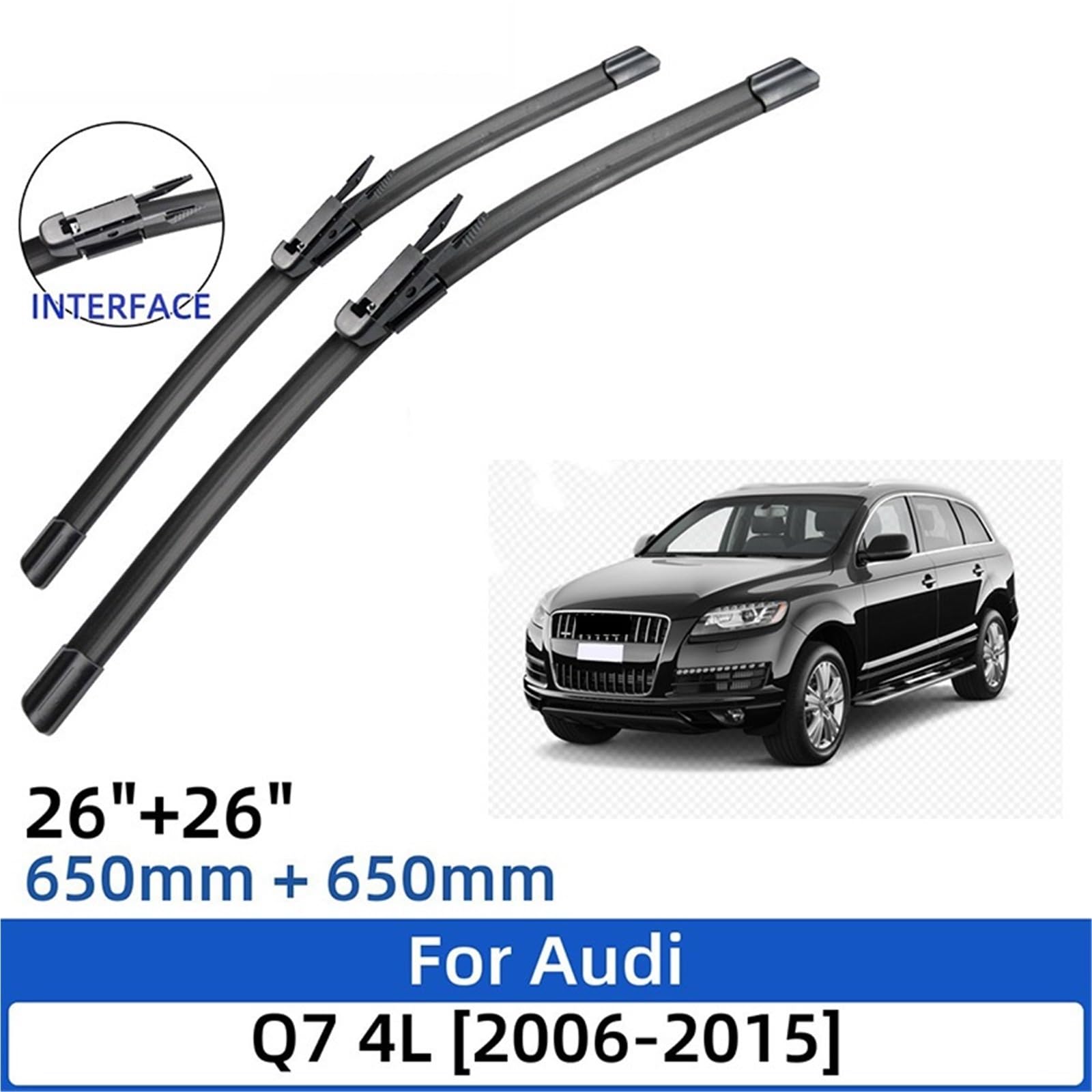 wycieraczki samochodowe Pasuje do Audi Q7 4L 2006-2015 26"+26" przednie i tylne wycieraczki, obcinak do szyb, 2 szt. wycieraczki do samochodu