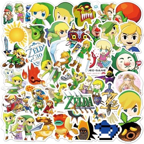 50Pcs Cartoon The Legend of Zelda Stickers for Kids, Vinyl Waterproof Game Decal for Water Bottle Laptop Sticker for DIY Decorate Bumper Phone Hard Hat Kids Teens Gifts (Sdcs) — view 6