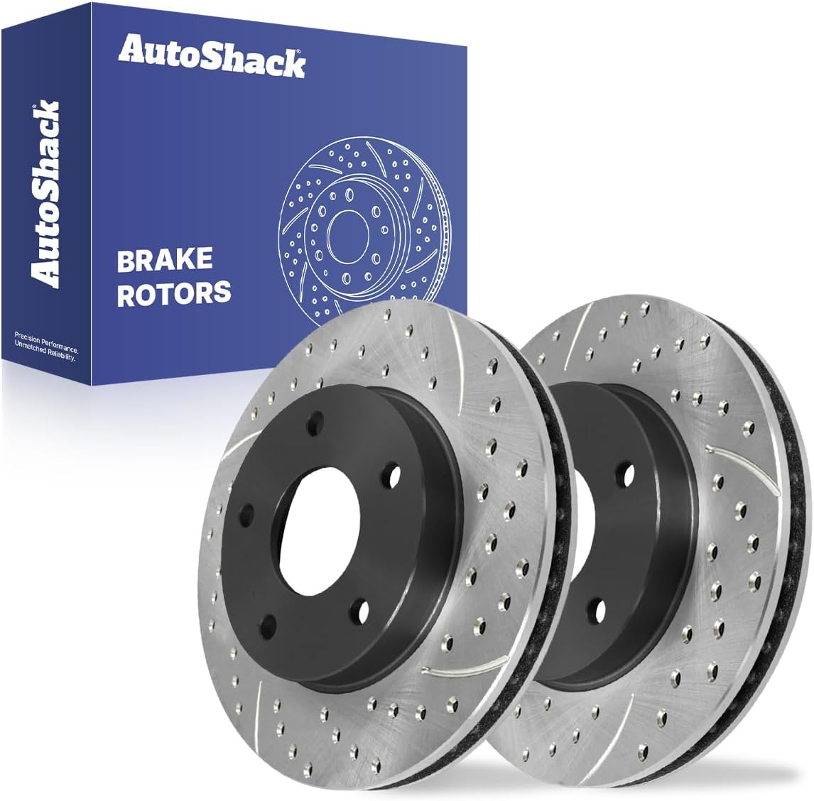AutoShack Front Vented Drilled & Slotted E-Coated Brake Rotors 2-PC Set Replacement for 1997-2005 GMC Jimmy 1997-2005 Chevrolet Blazer 1998-2004 GMC Sonoma ShadowGuard 10.78" (273.9 mm)