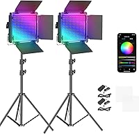 Vista 11 de NEEWER 2 Pack PL60C RGB LED Panel Luz de Vídeo Kit con Soportes de Trípode Amortiguados de Resorte de 2m/6.6ft/Bolsa, Control APP/2.4G/DMX, Luz