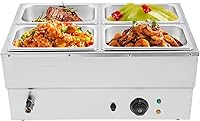 Vista 4 de Calentador de sopa de alimentos de 110 V, 4 bandejas, mesa de acero inoxidable de grado alimenticio, encimera comercial, cafetería de bufé, estufa