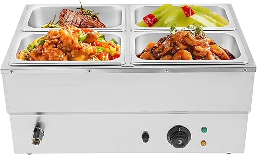 Calentador eléctrico comercial de alimentos  4 compartimentos 152.16oz calentador eléctrico de sopa de acero inoxidable, control de temperatura de