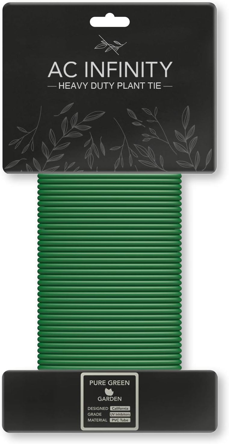 AC Infinity 24" Garden Plant Stakes 25-Pack & Heavy-Duty 10m Green Twist Ties Bundle — Sturdy Rust-Resistant Support Stakes with Protective Coating + Reusable Wire Ties with Cushioned Grip