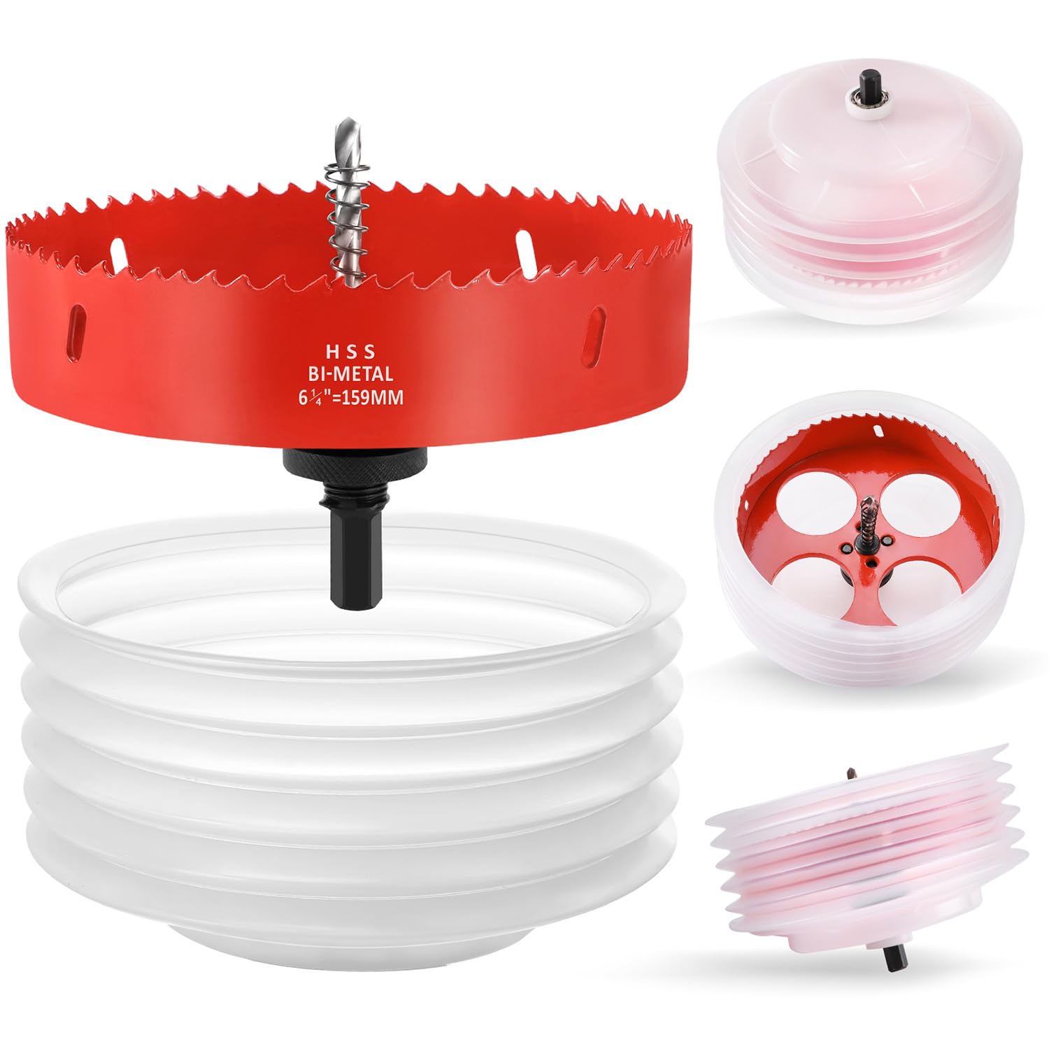 BEoffer 6-1/4 Inch / 159mm Hole Saw with Dust Bowl Mess Free for Recessed Lights Can Lights Corn Hole Boards, 6.25” Hole Saw with Arbor in Bi-Metal Hole Cutter for Wood, Plastic Board, Ceiling,Drywall 6-1/4 Inch-Upgraded