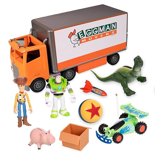 Disney Store Official Toy Story Moving Truck Vehicle Play Set - Eggman Movers Truck with Trailer, Andy's Room, Woody, Buzz Lightyear, Rex, RC, & Hamm Plus Accessories