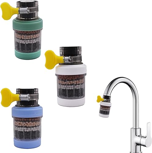Paquete de 3 filtros de montaje de grifo, filtro de purificación de agua de carbono para el hogar, cocina, baño, filtros de montaje de grifo