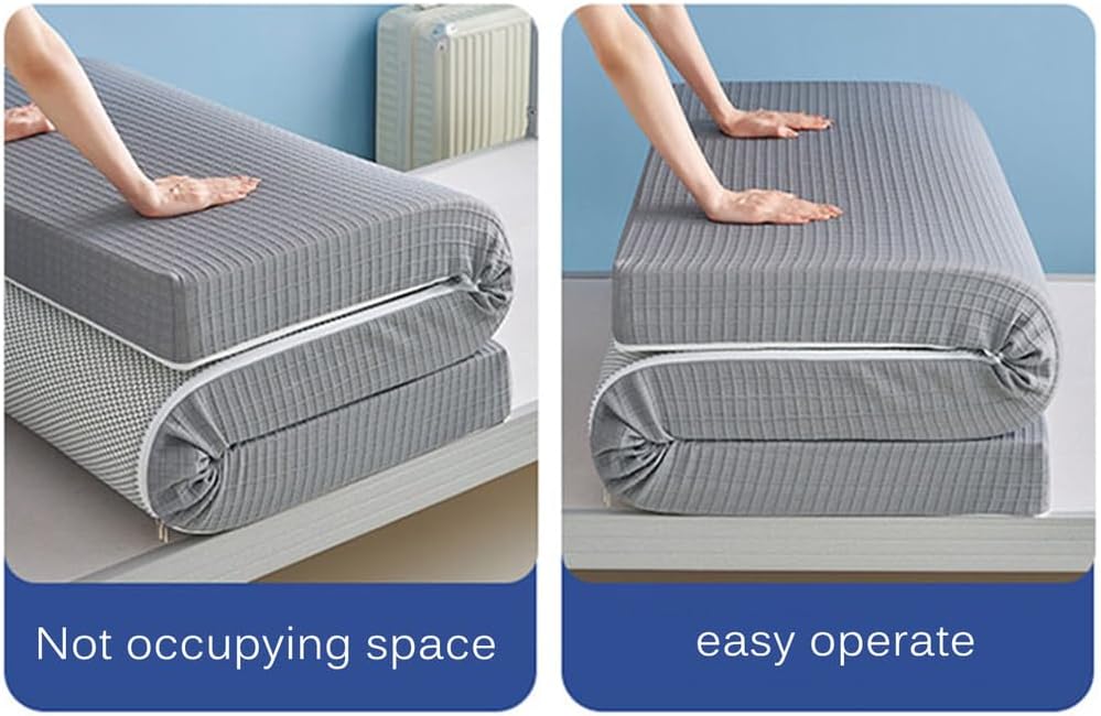 Blue/4.5cm,150x200cmQUEEN, Floor Mattress Topper Japanese Futon Mattress Topper with Knitted Fabric Mattress Cover Thick 4.5Cm/7Cm Foldable Tatami Mat Sleeping Bed Pad for Dormitory Camping