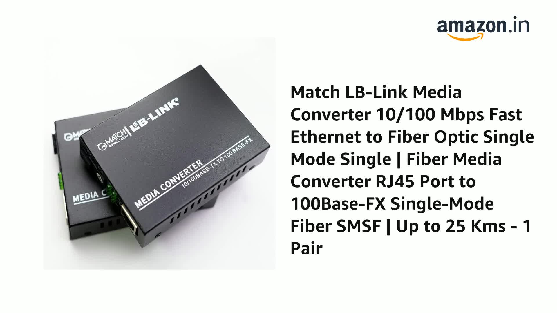 Match LB-Link Media Converter 10/100 Mbps Fast Ethernet to Fiber Optic  Single Mode Single | Fiber Media Converter RJ45 Port to 100Base-FX  Single-Mode Fiber SMSF | Up to 25 Kms - 1