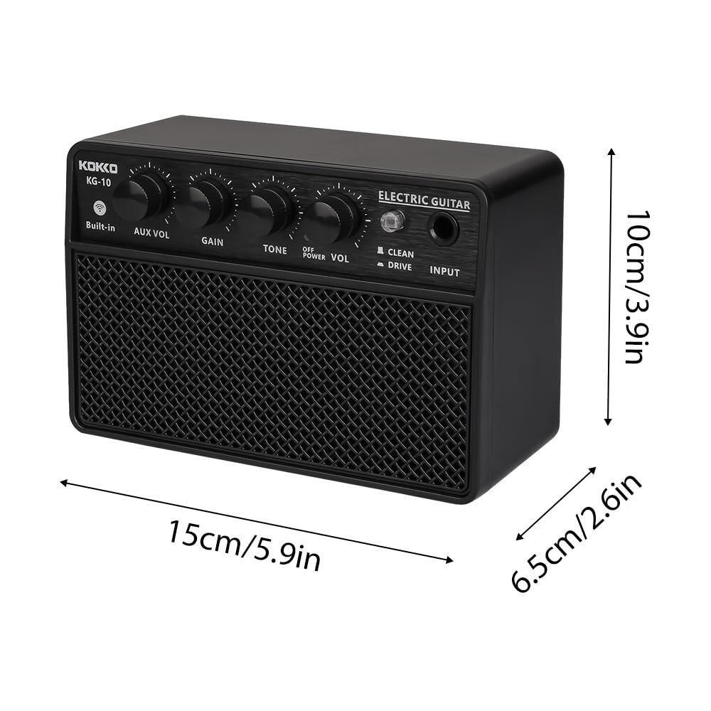 10W Amplificatore per Chitarra Elettrica Piccolo Altoparlante per Esercitazione Ricaricabile Audio Portatile Supporta Connessione BT/Cuffie Interfaccia da 6,35 mm
