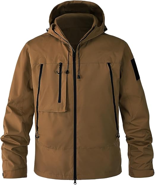 Veste de Ski Homme Softshell Vert A Capuche Coupe-vent Imperméable