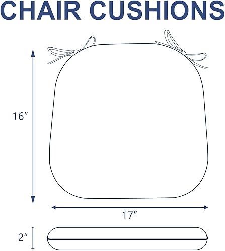 Miniatura 2 de Juego de 4 cojines para sillas de exterior, resistentes al agua, con lazos, cojines de asiento para decoración de muebles de jardín del hogar, 16 x