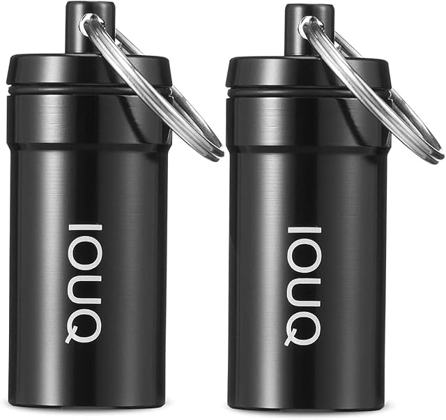 Discrete Herb and Spice Storage Tin Smell-Proof and Water-Proof Seal up Jar 2pack/Small (Metal Black)