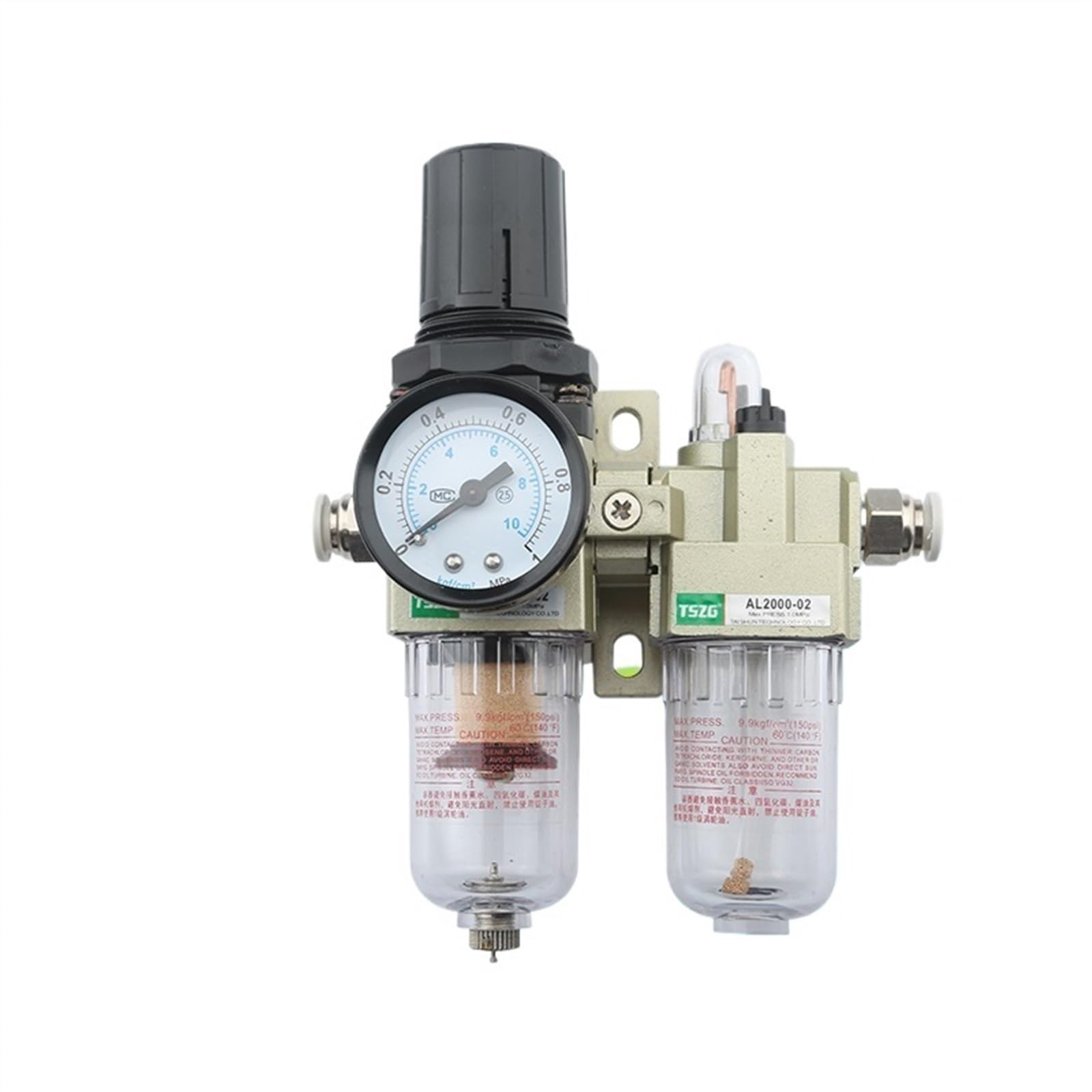 AFR2000 Pneumatyczny filtr regulator ciśnienia do uzdatniania powietrza, zawór redukujący ciśnienie sprężarki, przełącznik manometru, separator oleju i wody (AC-2010-02, otwór złącza 10)