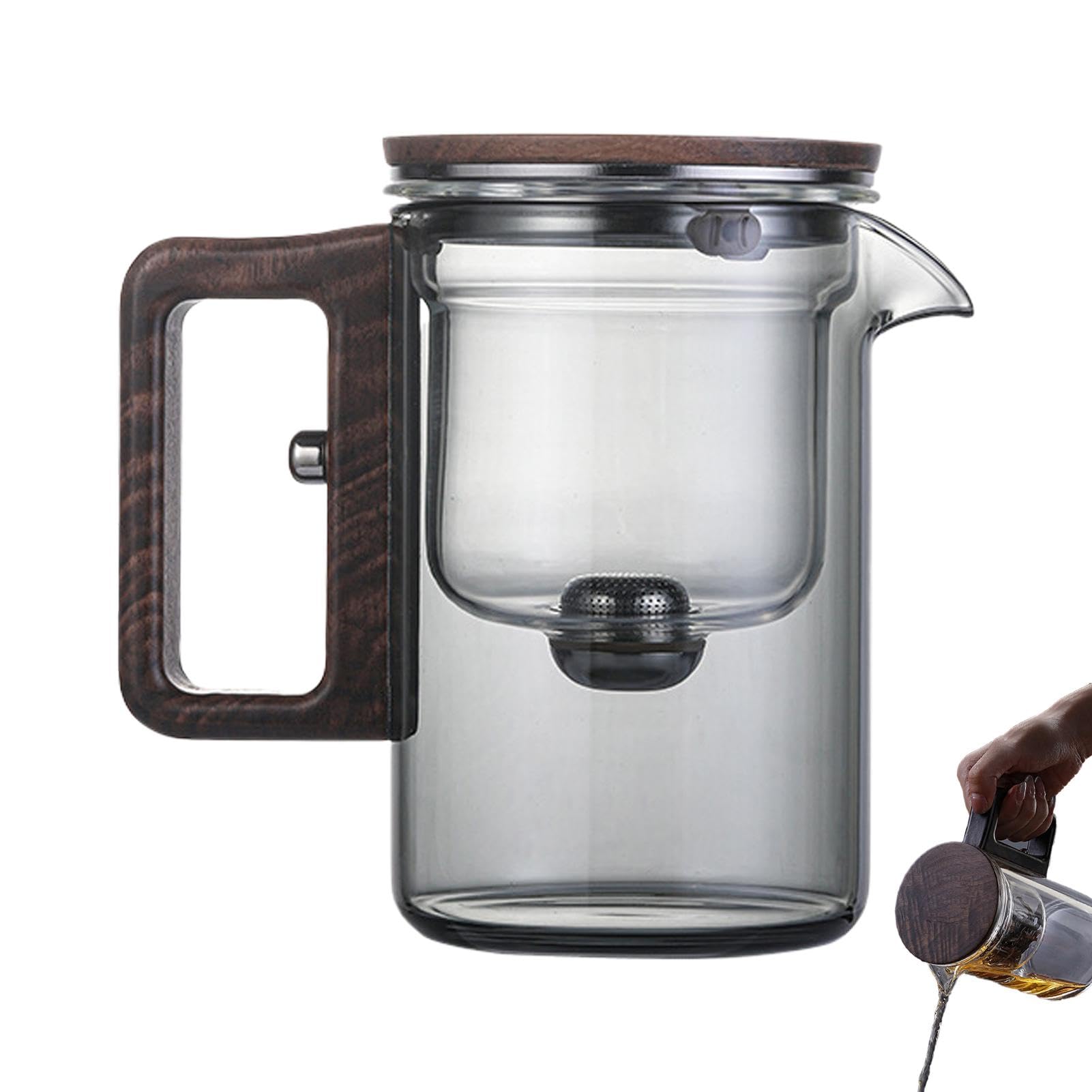 Teiera in – Teiera multiuso trasparente | 520 ml filtro in | trasparente teiera in borosilicato con colino, bollitore trasparente resistente al calore per tè verde, tè nero