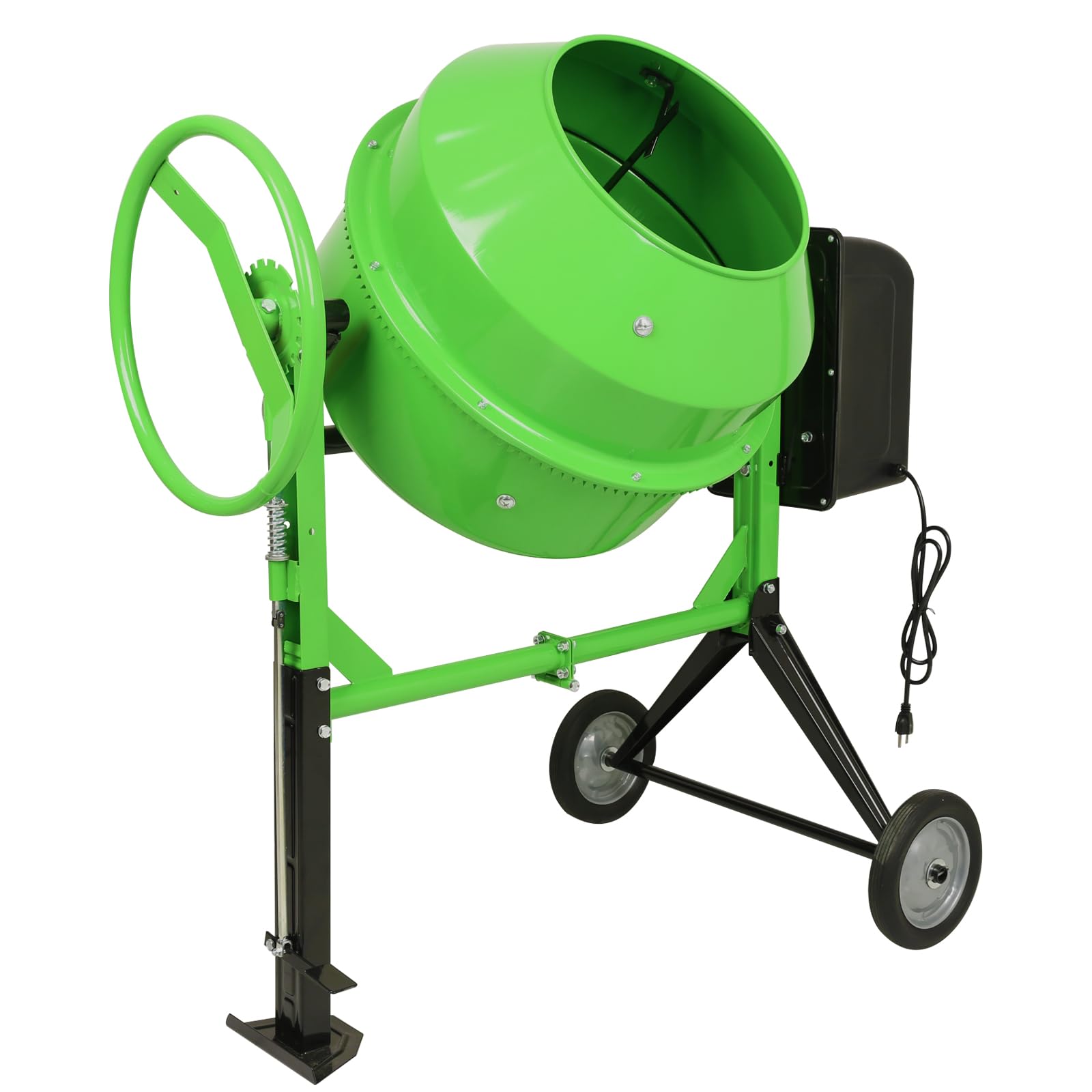 concrete mixer 6.4 cu ft 180l electric power cement mixer 800w wheelbarrow mixing machine with stand and wheels for stucco, mortar, seed ( similar in stock yellow color)