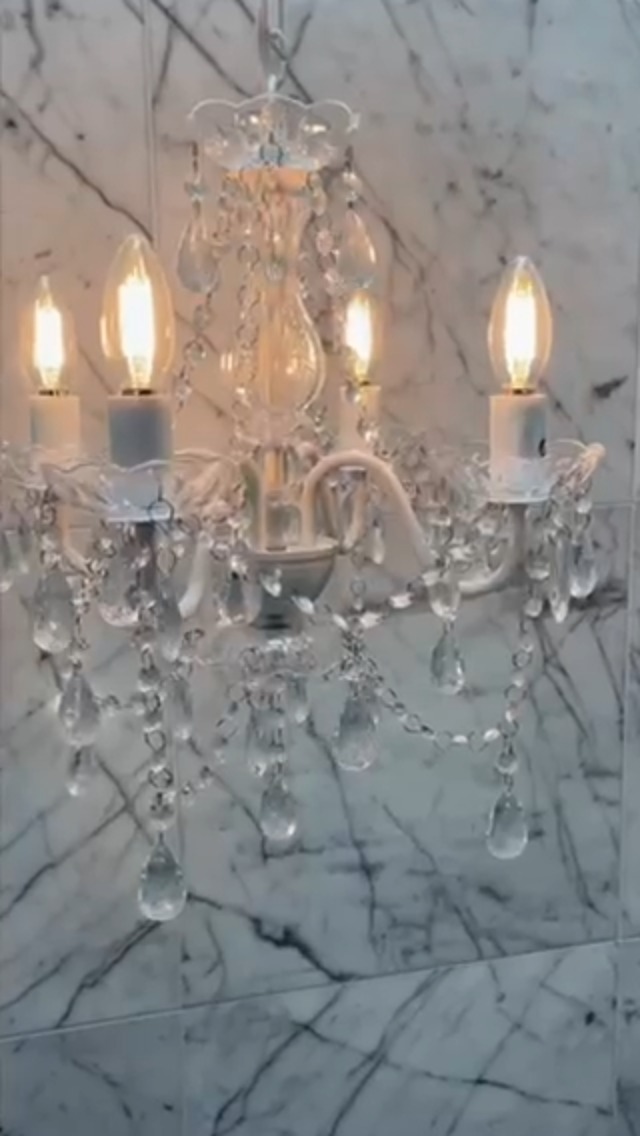 Image of The Original Gypsy 4-Light Flush Mount Crystal Chandelier, White