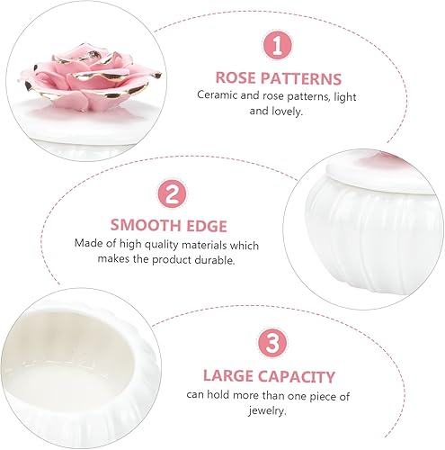 Miniatura 6 de DECHOUS Joyero de cerámica, tarro de cerámica para galletas, tarro de condimentos, tarro de almacenamiento de cerámica, tarro de tanque de