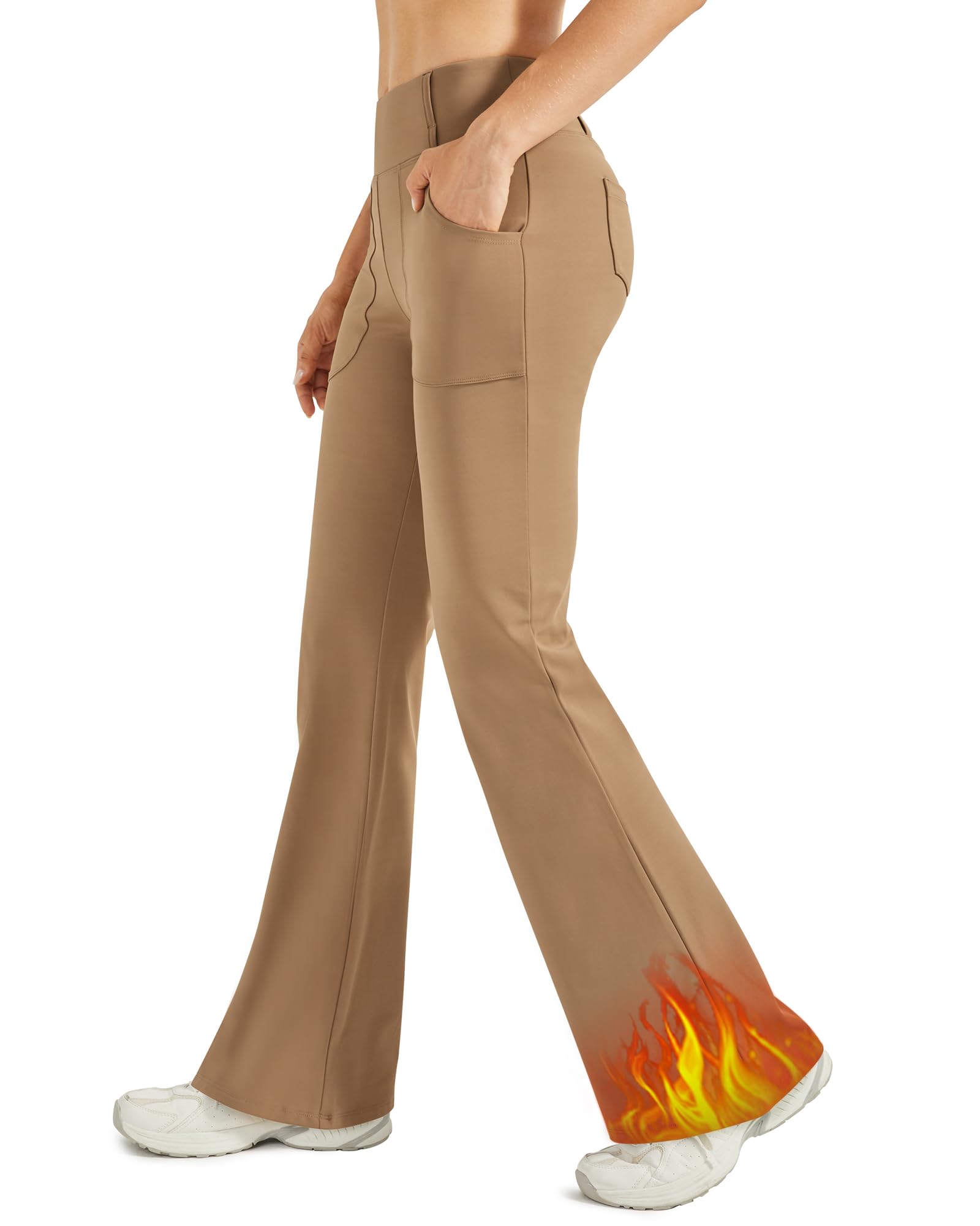 G4Free Fleece Lined Leggings Women Yoga Dress Pants with 4 Pockets Stretchy Work Pants Business Casual 29 31