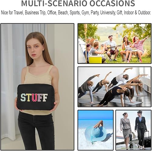 Miniatura 6 de YogoRun Bolsa de maquillaje Bolsa de cosméticos de viaje Bolsa de maquillaje Bolsa de cosméticos para mujereshombres, Cosas negras, Moda