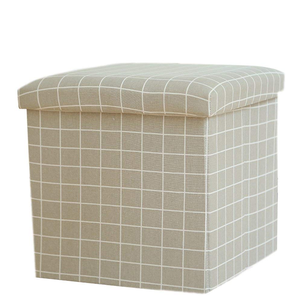 Boîte de rangement pliante polyvalente et petit tabouret repose-pieds lin