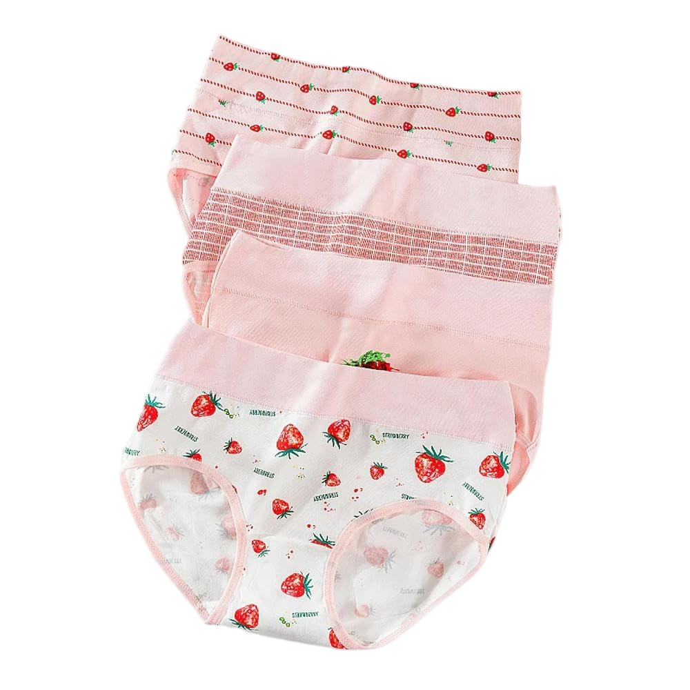 DYRBF - Bragas de algodón de cintura alta para mujer, ropa interior adelgazante, sin costuras, ropa interior sexy y transpirable para mujer, 4 piezas