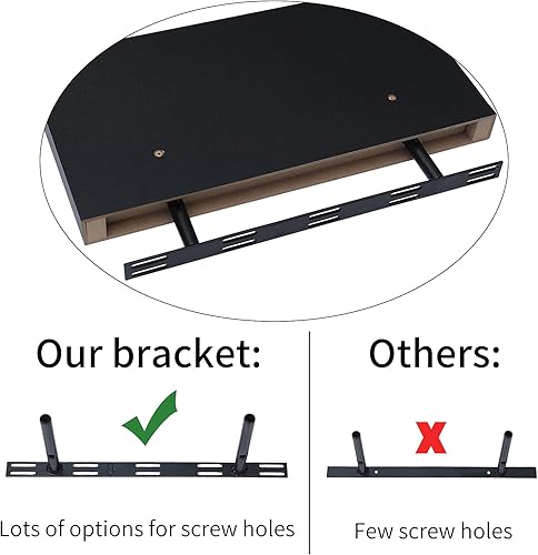 Miniatura 6 de Welland - Juego de 2 estantes flotantes para colocar en la pared, para decoración del hogar, 8pulgadas de profundidad, Madera maciza Metal, Negro