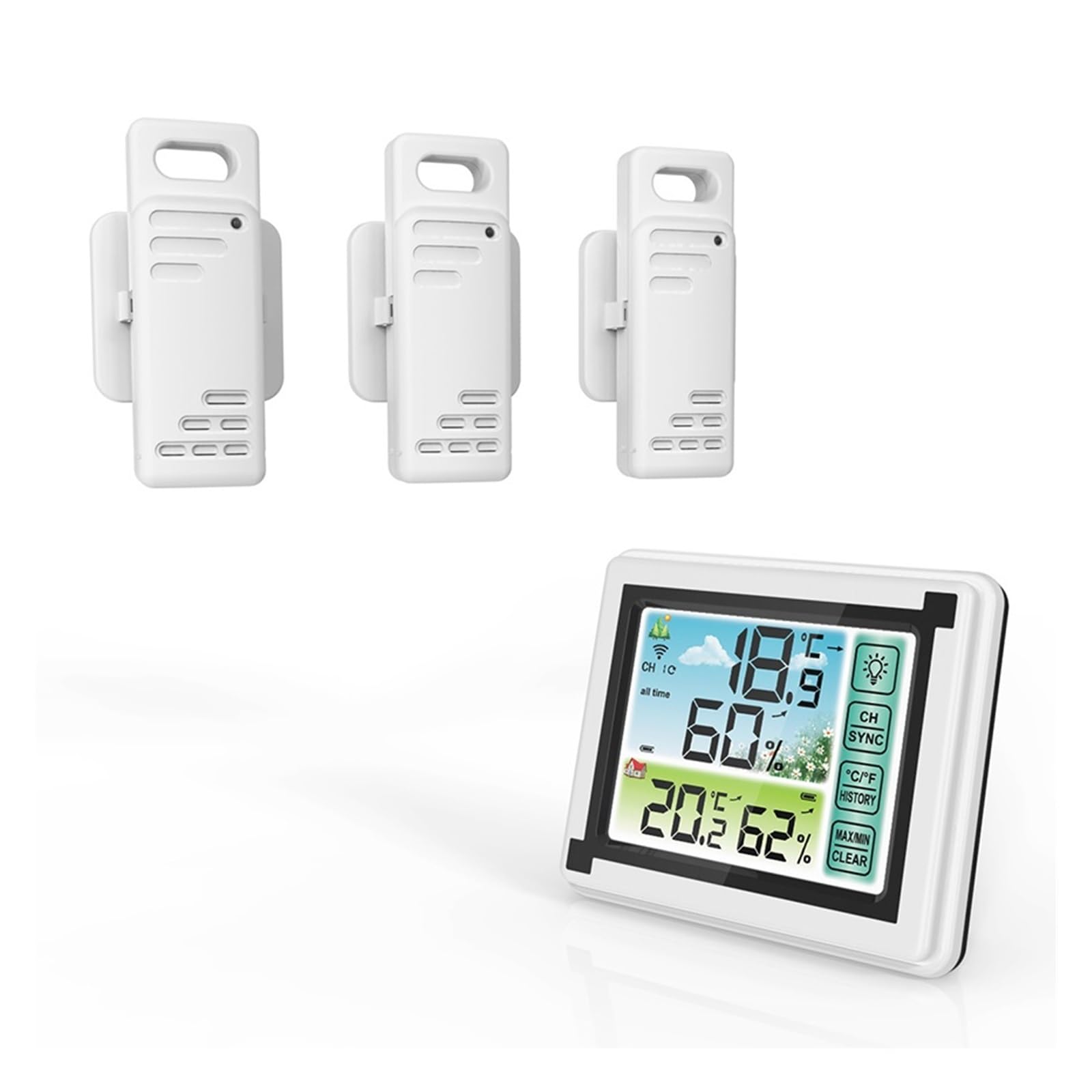 Termometro Digitale Stazione Meteorologica Sensore Di Umidità Dela Temperatura Wireless For Interni Ed Esterni Igrometro Meteorologico Preciso Veloce Monitoraggio In Tempo Reale(With 3 sensor)