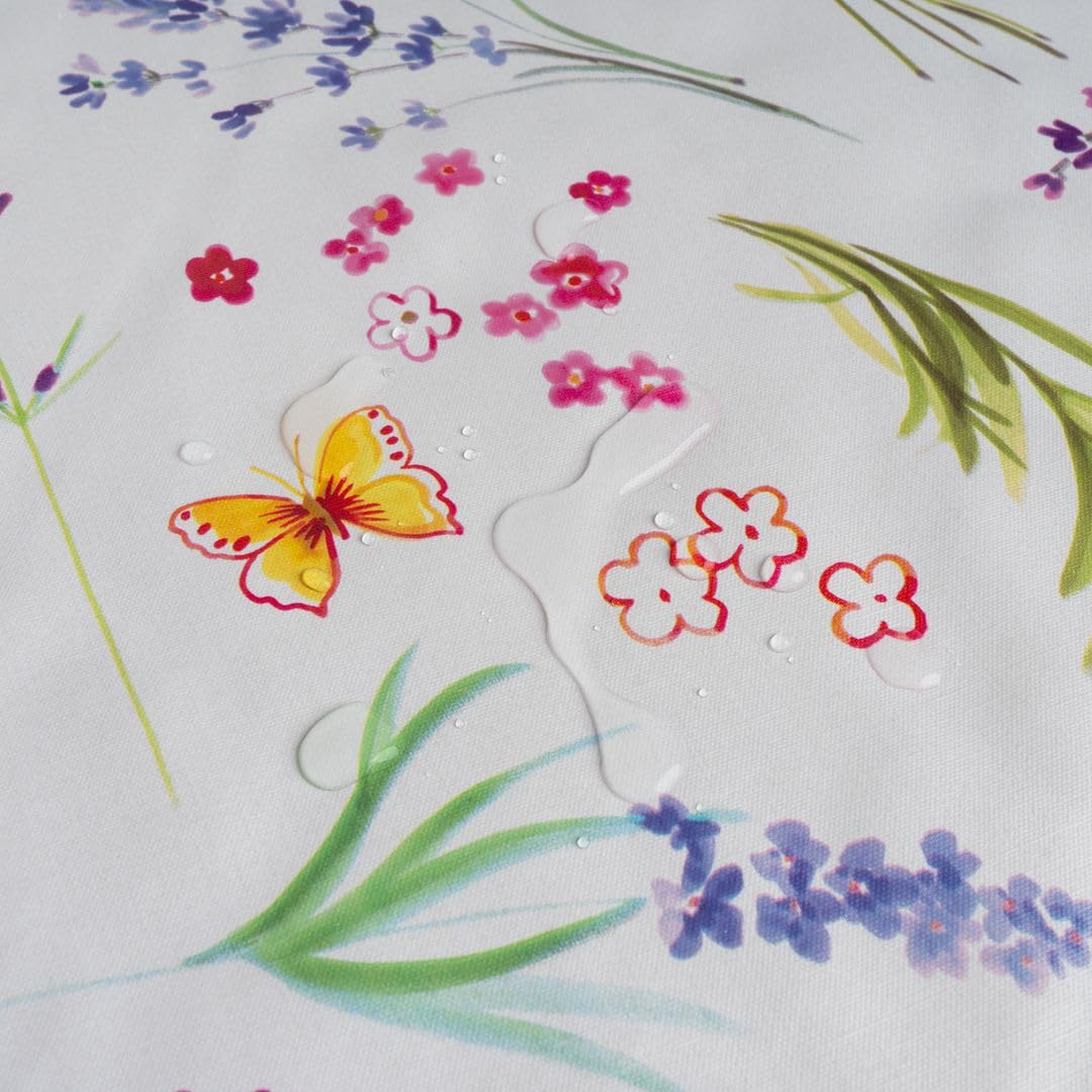 Laro Wachstuch Tischdecke Rund 140cm - Blumen Ranken Muster, Wasserabweisend