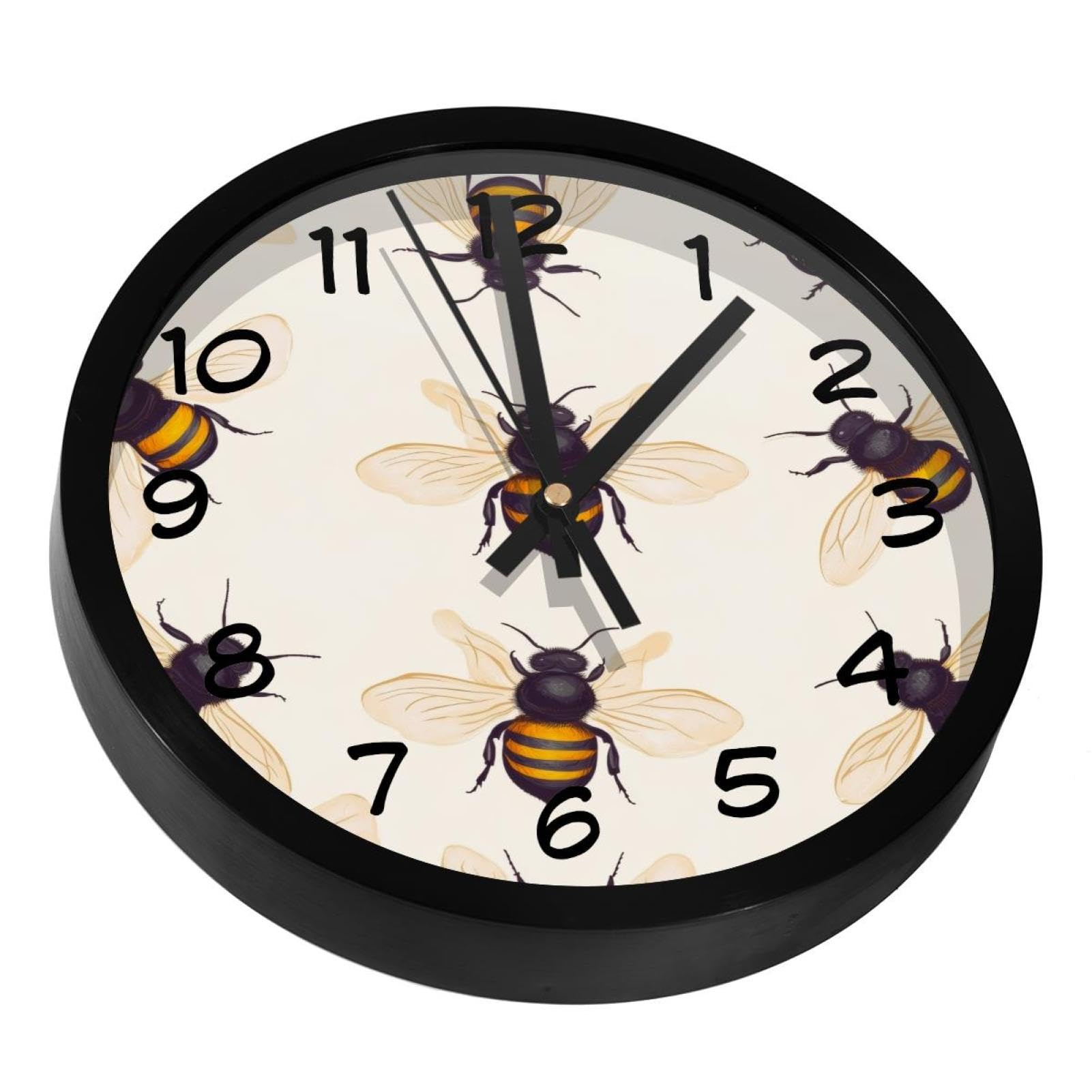 Horloge murale silencieuse à piles design abeilles pour décoration salon