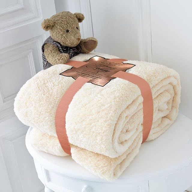 Super Soft Luxury Teddy Bear Sherpa Throw Fleece Blanket Sofa Bed Warm Light Weight Non Allergic (Double:130Cm x 180Cm, Cream)