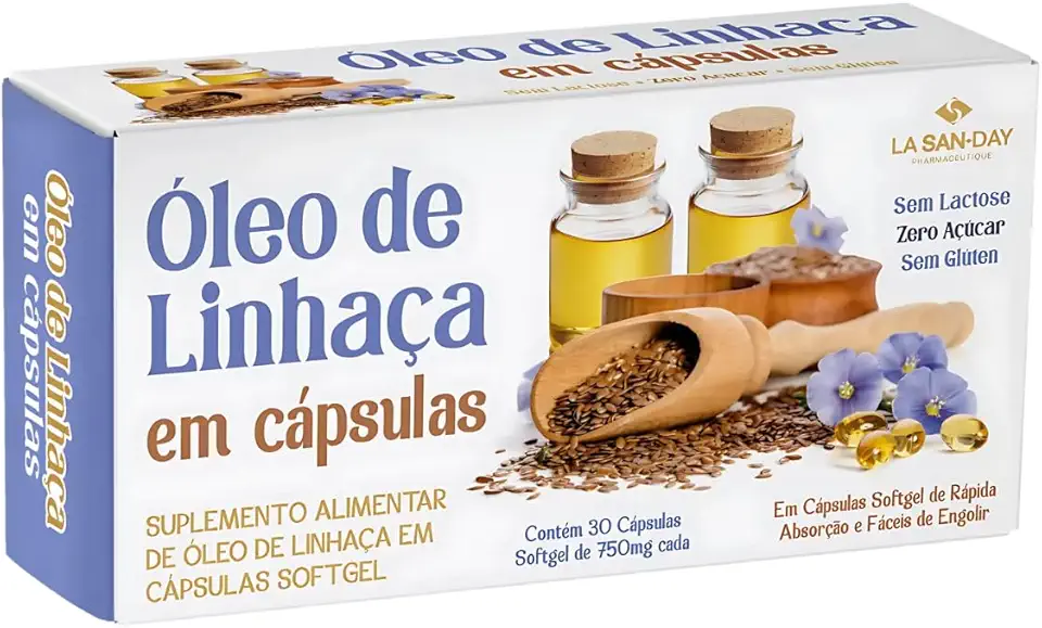Óleo de Linhaça (30 Cápsulas) - Auxilia a evitar rugas, alivia os sintomas da menopausa e TPM