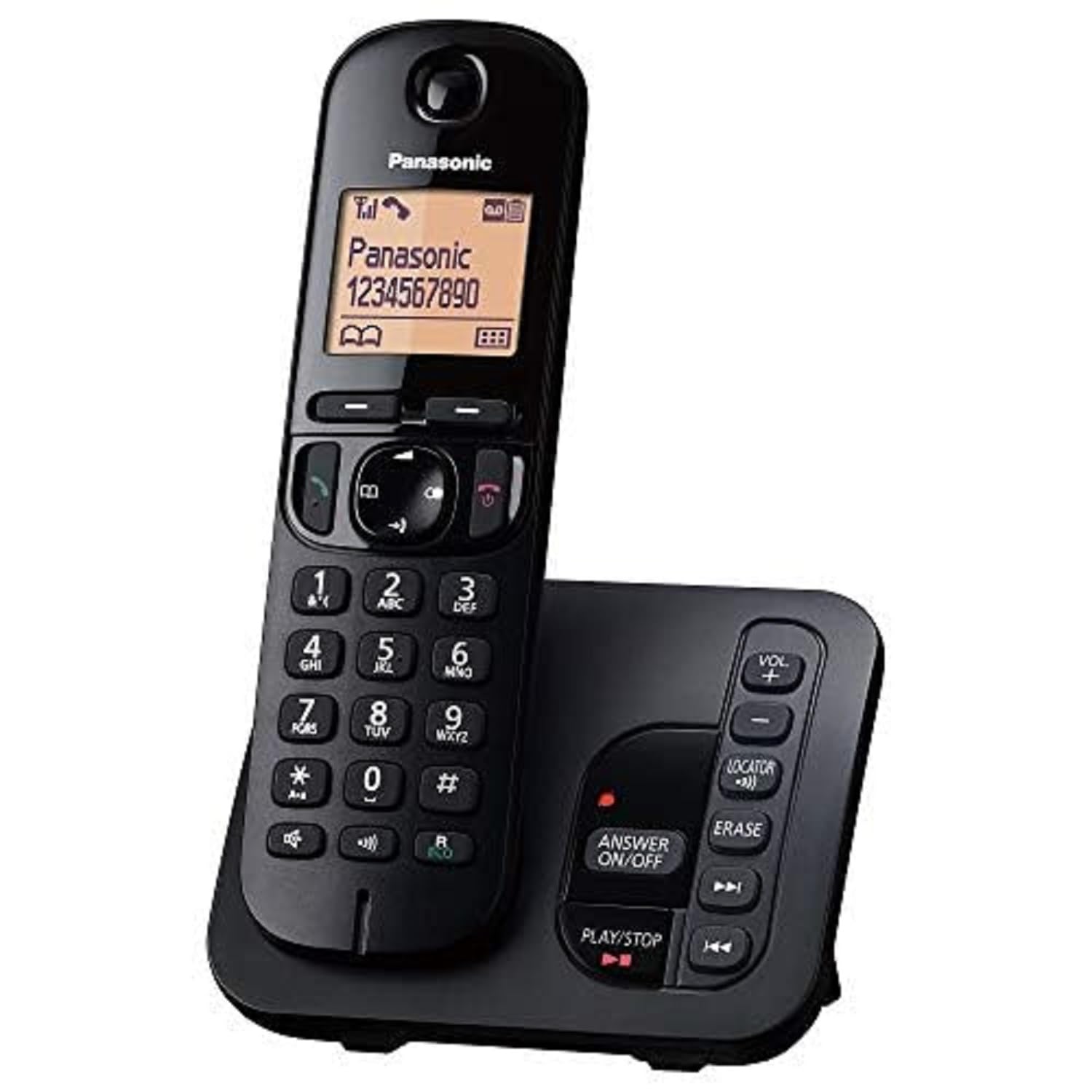 PanasonicKX-TGC220EB DECT Cordless Phone with Answering Machine, 1.6 Inch Easy-to-Read Backlit Display, Nuisance Call Blocker, Hands-Free Speakerphone, ECO Mode - Black, Single Handset Pack