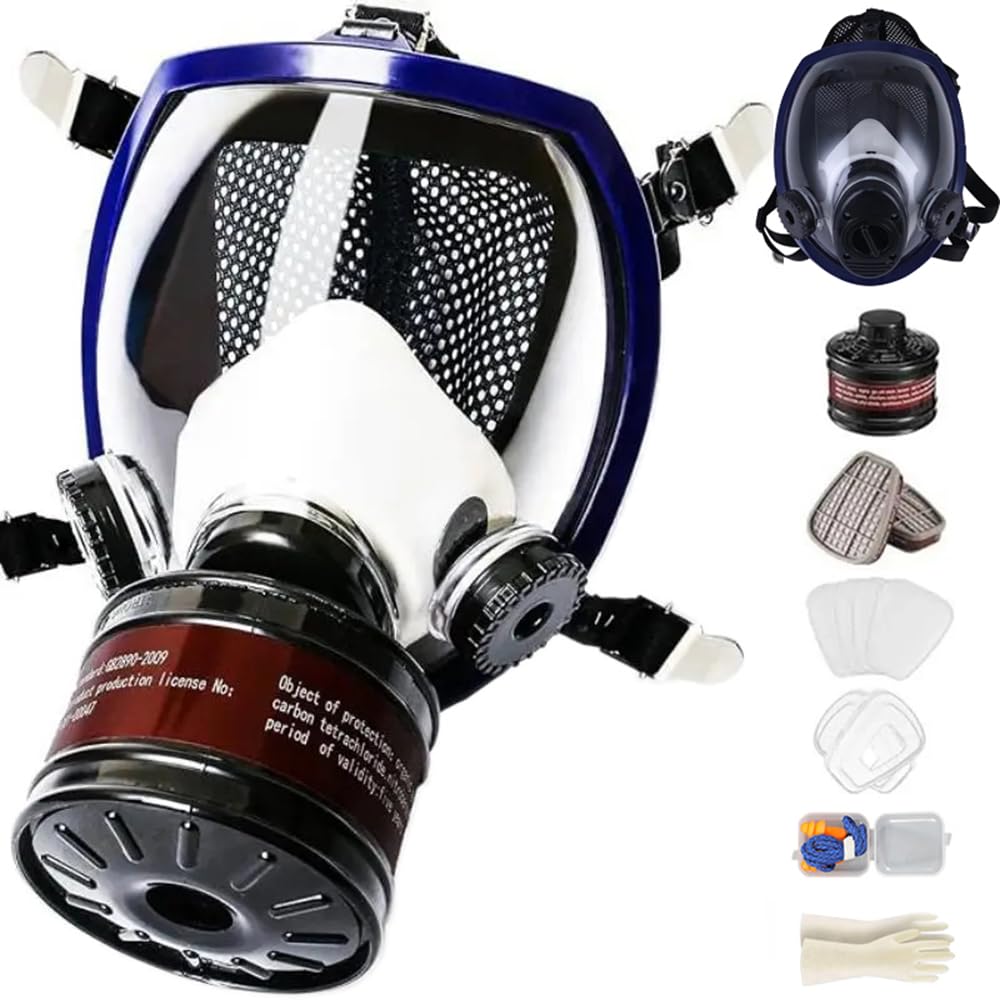 Máscara de gas, máscara completa, protección contra el polvo, supervivencia, nuclear y química, con filtro de carbón activo, protección respiratoria, polvo fino para vapores de gases, productos