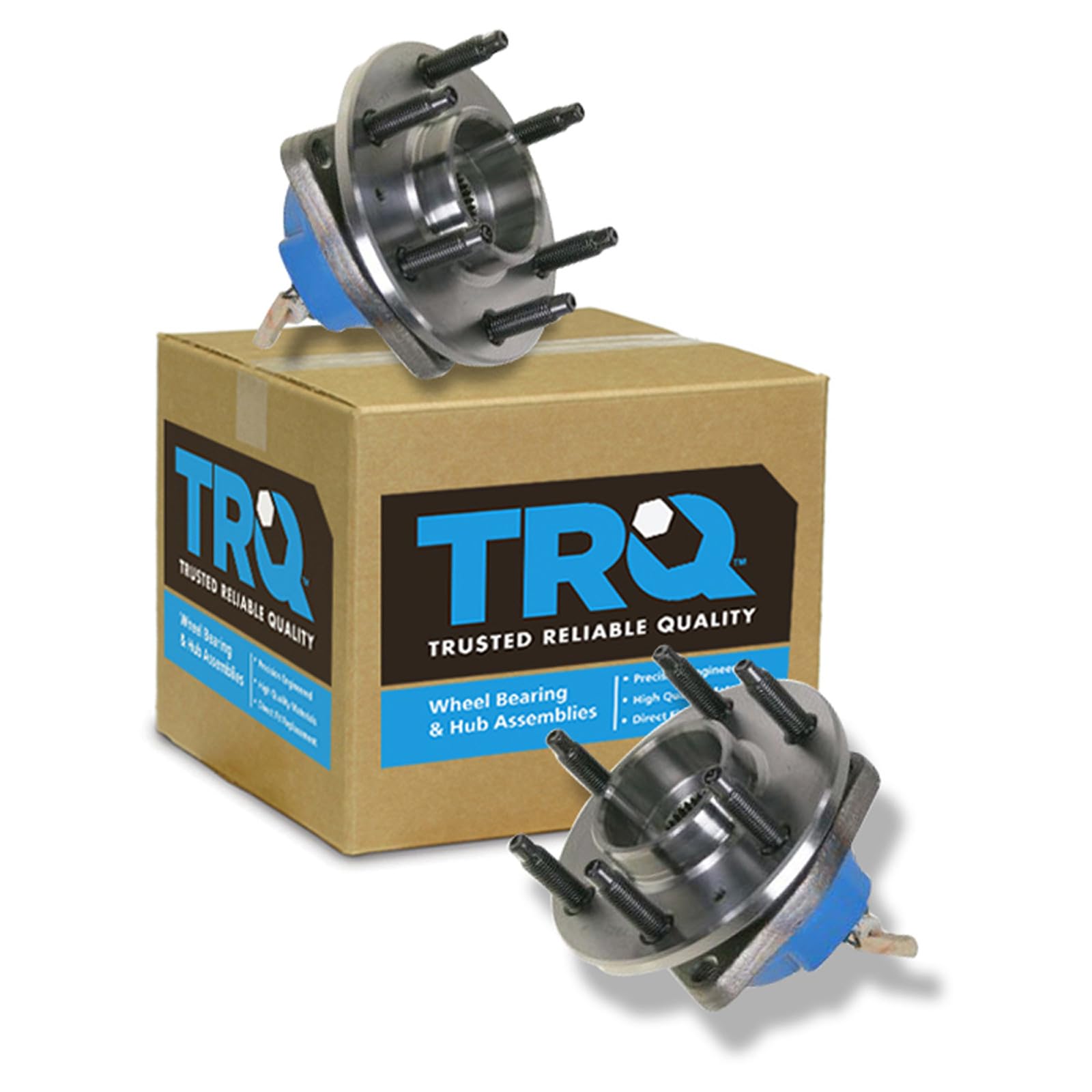 TRQ Front and Rear Wheel Bearing and Hub Assembly Set 2 Piece