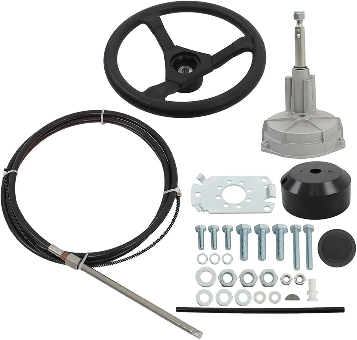 12 FT Boat Control Cable Outboard Rotary Steering System Kit Replacement for Yachts Fishing Boats