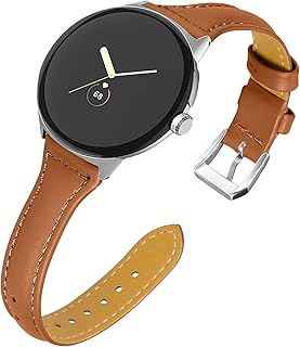 Leather Band Compatible for Google Pixel Watch Band Replacement Strap Breathable Bracelet Band for Google Pixel Watch Smartwatch Accessories (brown)