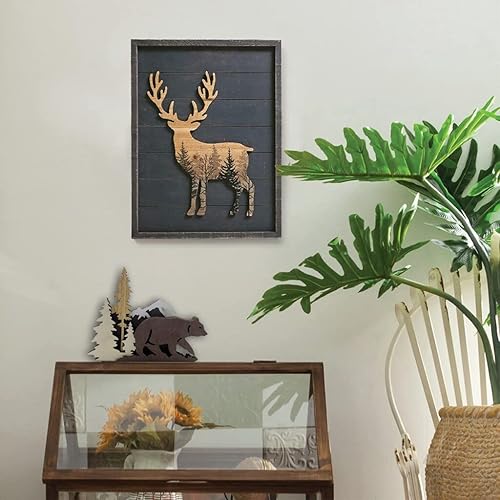 Miniatura 7 de Estatuas y figuras de madera, ciervos animales, osos, lobo, bosque, alce, decoración del hogar, siluetas de bosque multicapa y esculturas,
