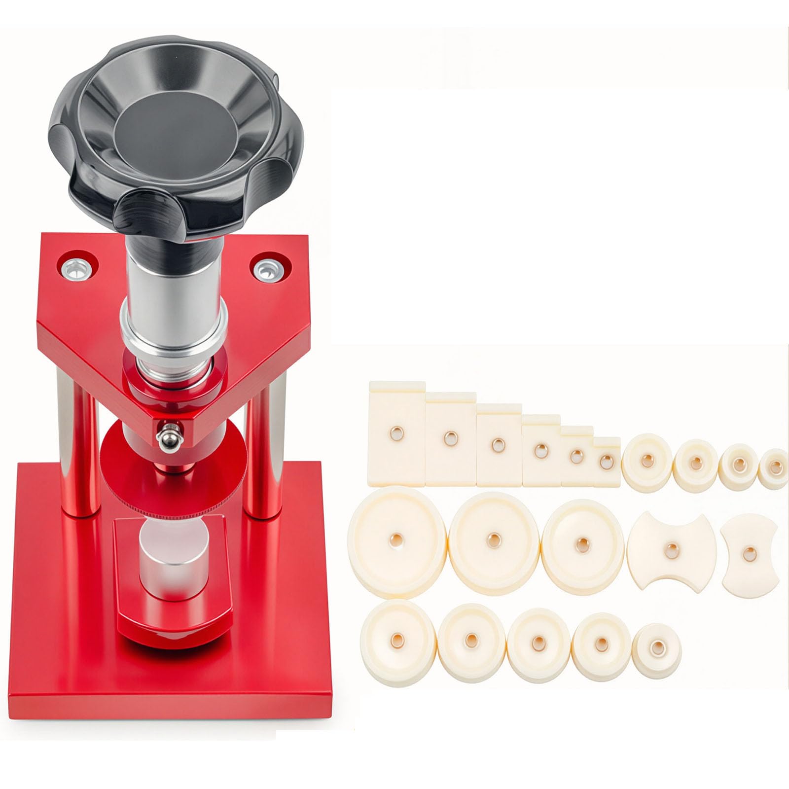 Watch Crystal Press, Screw Type Crystal Bezel Watch Back Case Cover Press Tool With 20 Dies, Watch Back Cover Capper Back Closing Machine Bench Tool Crystal Bezel Press Case For Close Snap Off