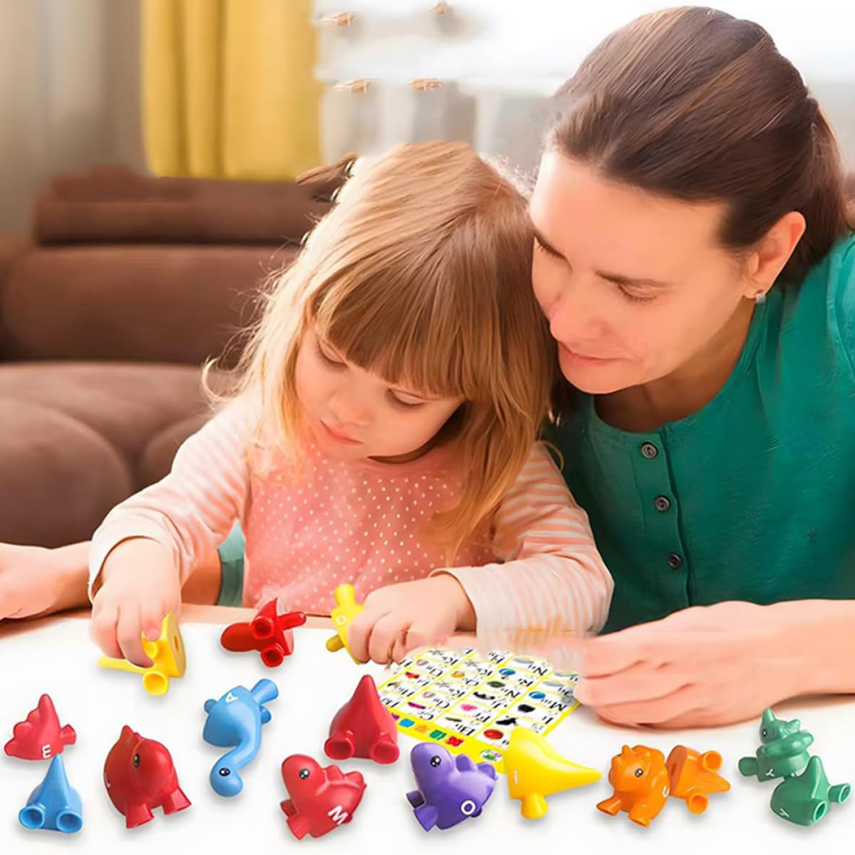 GARVALON Gioco Didattico 13 Pezzi Dinosauri in Plastica per Bambini, attività di Abbinamento e Sviluppo Memoria, per Apprendimento e Motricità Fine
