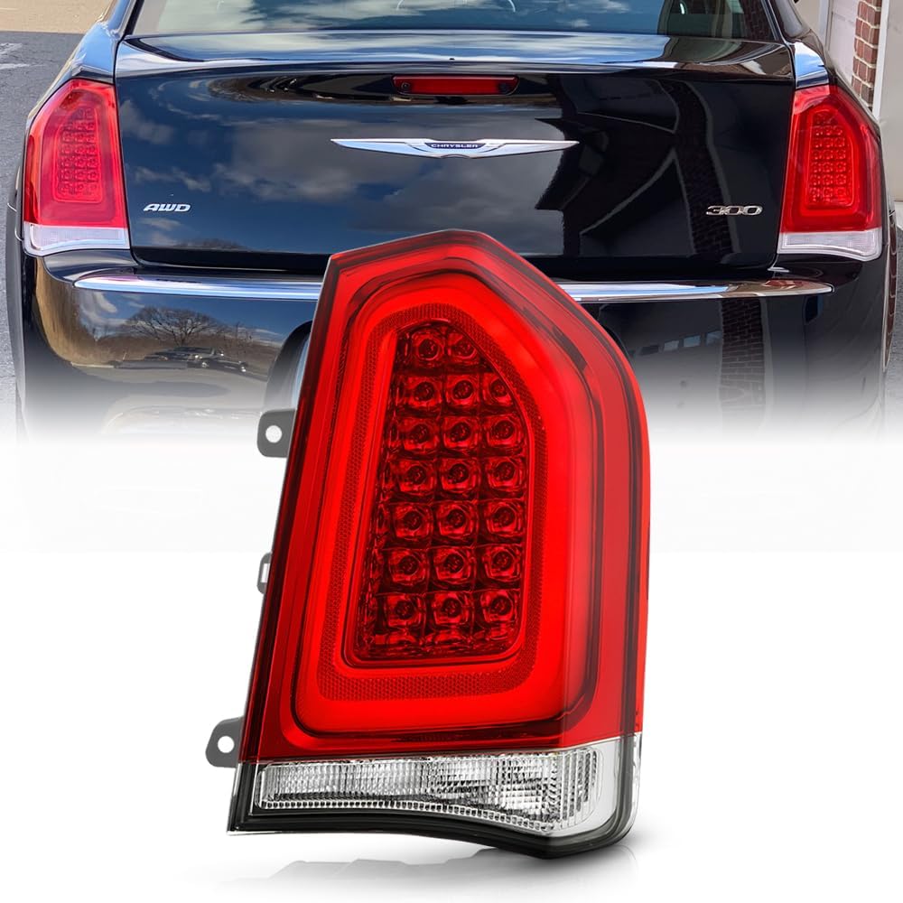 KEEKPO - For 2015-2023 Chrysler 300 Factory Style Chrome Trim Full LED Tail Light Brake Lamp Replacement Passenger Side