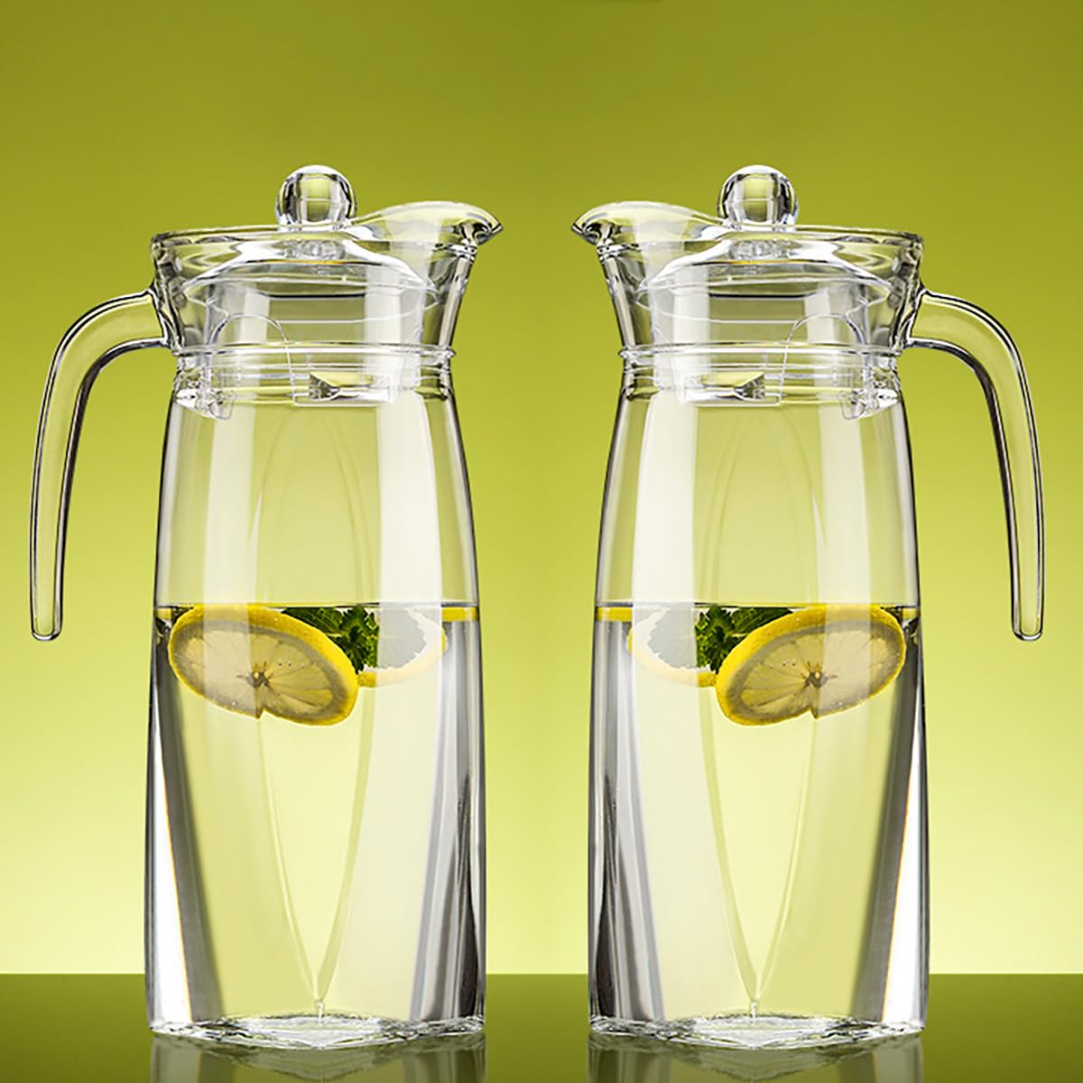 Paquete de 2 jarras de plástico de 42 onzas con tapa, jarra de agua de acrílico transparente, recipiente irrompible para bebidas para té helado, limonada y jugo 7