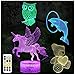 ZOKEA Unicorn Gifts, Unicorn Toys for Girls 7 Colors Changing 3D Night Light Set (4 Patterns) with Remote Control & Smart Touch & Timer, Xmas Gifts for Girls Age 2 3 4 5 6 7+ Year Old Girl Gifts