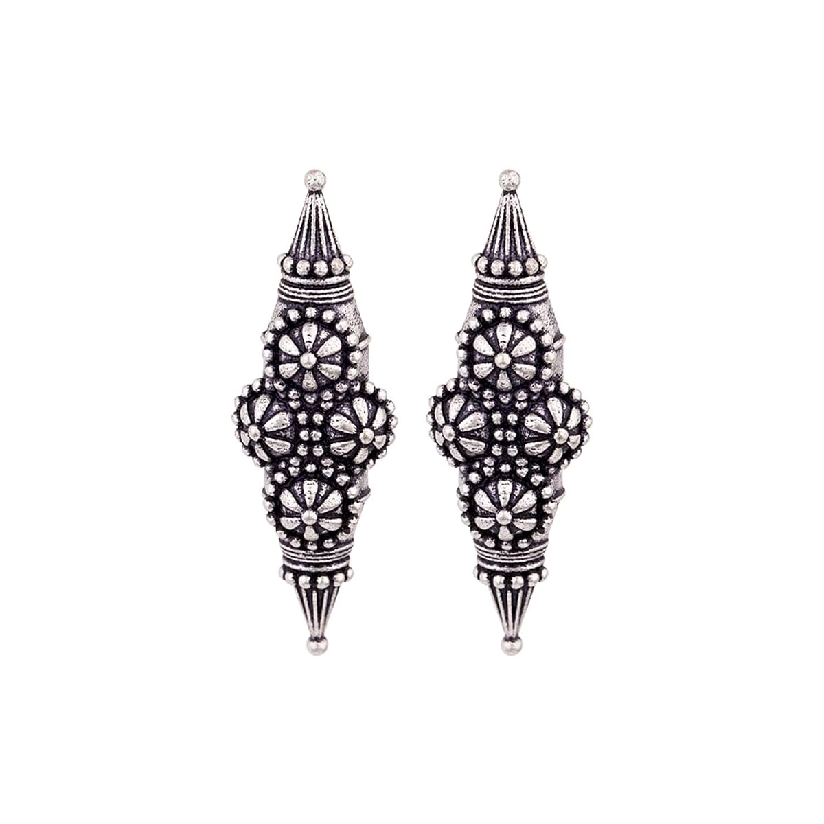 Voylla Nayantara Flower Motifs Embossed Stud Earrings Jewellery For Women and